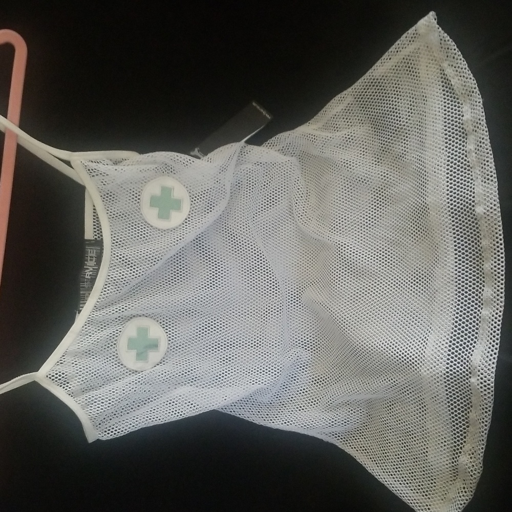 Lip Service: Fishnet Nurse Top (white)